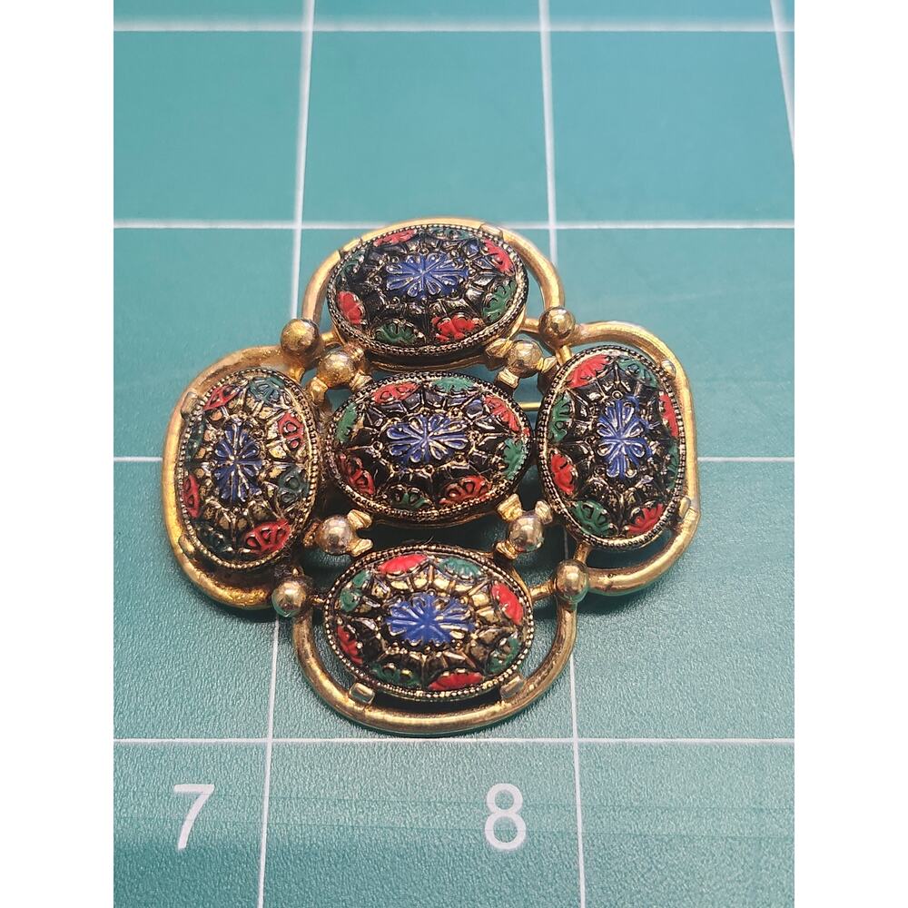 Sarah Coventry Light Of The East Brooch Mosaic Look 1960s  Signed